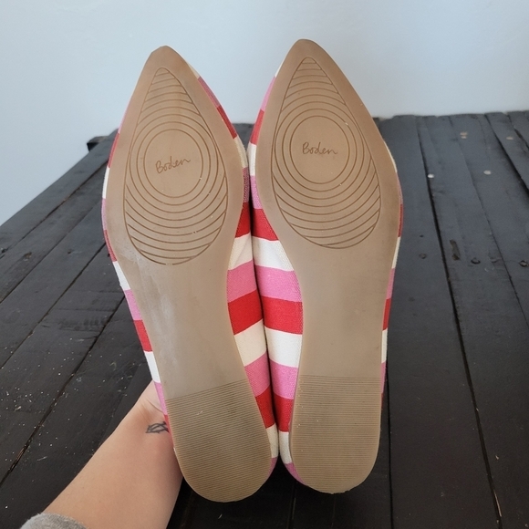 Boden Women's Flats Pointed Toe White Red Pink Stripes 41 U.S. 9.5 Shoes Girly - Picture 8 of 8